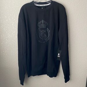 OFFICIAL REAL MADRID FC Jersey Knit, Mens Logo Print, Fan Sweatshirt XL/ Black